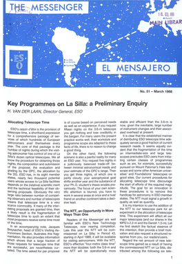 Key Programmes on La Silla: a Preliminary Enquiry H