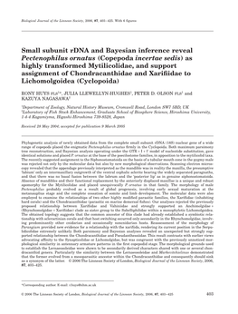 Small Subunit Rdna and Bayesian Inference Reveal