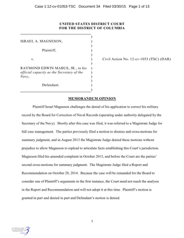 Case 1:12-Cv-01053-TSC Document 34 Filed 03/30/15 Page 1 of 13