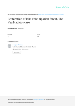 Restoration of Lake Volvi Riparian Forest. the Nea Madytos Case