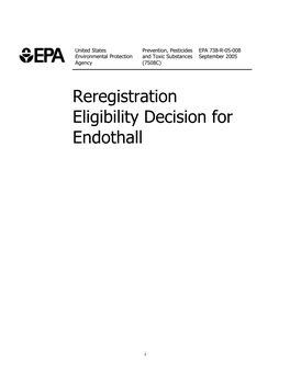 Reregistration Eligibility Decision (RED) Document for Endothall