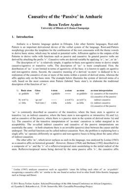 Causative of the 'Passive' in Amharic