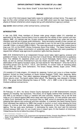 UNFAIR CONTRACT TERMS: the CASE of JYJ V SME Roos Niza Mohd Shariff