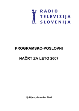 Programsko-Poslovni Načrt Za Leto 2007
