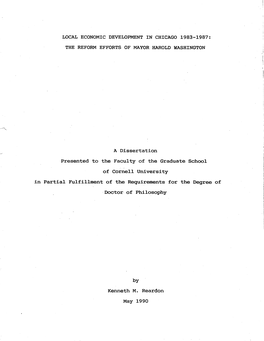 Local Economic Development in Chicago 1983-1987: the Reform Efforts of Mayor Harold Washington