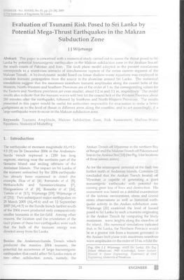 Evaluation of Tsunami Risk Posed to Sri Lanka by Potential Mega-Thrust Earthquakes in the Makran Subduction Zone