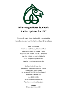 Updated Irish Draught Horse Stallions for 2017