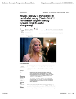 Kellyanne Conway to Trump Critics: Be Careful Wh