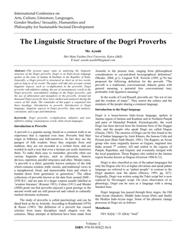 The Linguistic Structure of the Dogri Proverbs