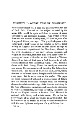 Hommel's "Ancient Hebrew Tradition."