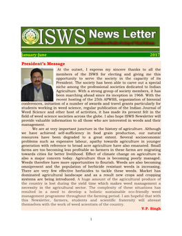 ISWS Newsletter Will Provide Valuable Information to All Those Who Are Interested in Weeds and Their Management