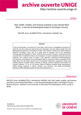 Archaeological Project in the Dogon Country