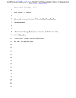 1 Sarah Atherton2, Ulf Jondelius1,2 2 3 a Taxonomic
