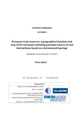European Coal Resources: a Geographical Database and Map of EU Coal Basins Including Potential Sources of Coal Bed Methane Based on a Harmonised Typology