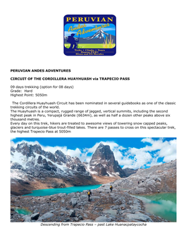 Peruvian Andes Adventures Circuit of the Cordillera
