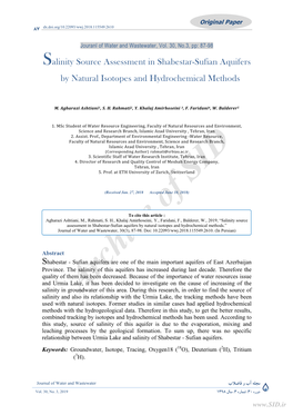 Salinity Source Assessment in Shabestar-Sufian Aquifers by Natural Isotopes and Hydrochemical Methods