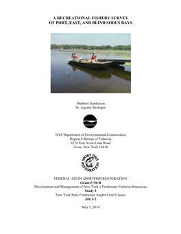 A Recreational Fishery Survey of Port, East and Blind Sodus Bays