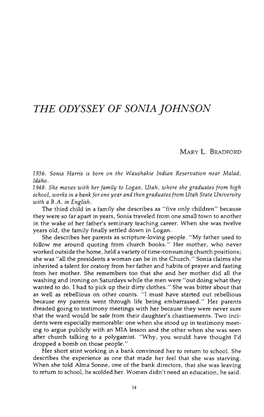 The Odyssey of Sonia Johnson