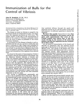 Immunization of Bulls for the Control of Vibriosis