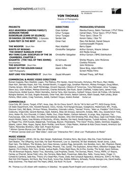 YON THOMAS Director of Photography Yonthomas.Com