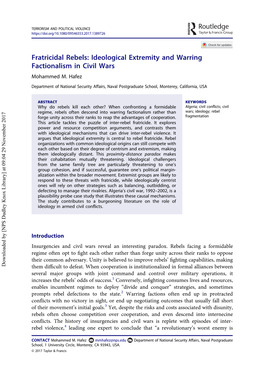 Fratricidal Rebels: Ideological Extremity and Warring Factionalism in Civil Wars Mohammed M