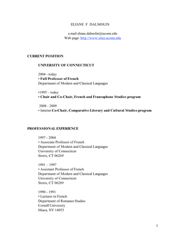 Curriculum Vitae” Poem by Marie-Claire Bancquart Sites: the Journal of 20Th- Century/Contemporary French Studies 1:2 “Autobiography” (January, 1998)