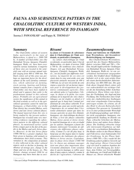 Fauna and Subsistence Pattern in the Chalcolithic Culture of Western India, with Special Reference to Inamgaon