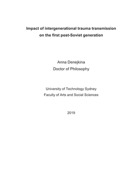 Impact of Intergenerational Trauma Transmission on the First Post-Soviet Generation