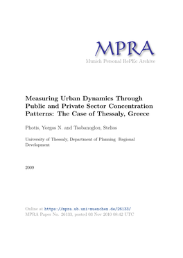 Measuring Urban Dynamics Through Public and Private Sector Concentration Patterns: the Case of Thessaly, Greece