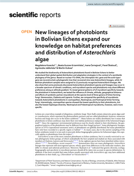 New Lineages of Photobionts in Bolivian Lichens Expand Our