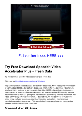 Try Free Download Speedbit Video Accelerator Plus - Fresh Data