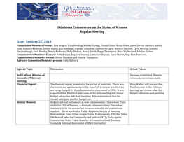 Oklahoma Commission on the Status of Women Regular Meeting Date: January 27, 2011