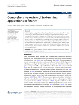 Comprehensive Review of Text‑Mining Applications in Finance