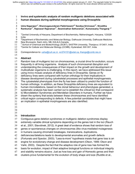 Invivo and Systematic Analysis of Random Multigenic Deletions