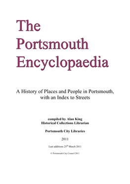 A History of Places and People in Portsmouth, with an Index to Streets