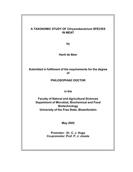 A TAXONOMIC STUDY of Chryseobacterium SPECIES in MEAT