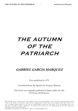 The Autumn of the Patriach-GABRIEL GARCIA MARQUEZ.Pdf