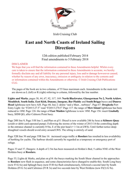 East and North Coasts of Ireland Sailing Directions