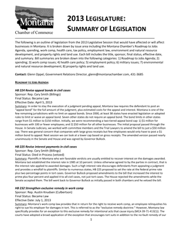 Summary of Legislation