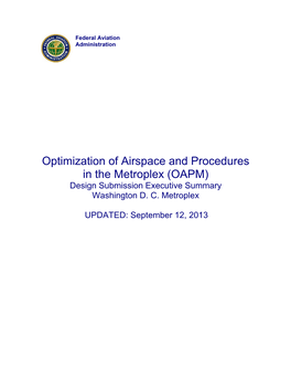 Optimization of Airspace and Procedures in the Metroplex (OAPM) Design Submission Executive Summary Washington D