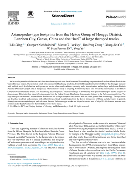 Asianopodus-Type Footprints from the Hekou Group of Honggu District