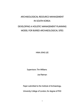 Archaeological Resource Management in South Korea