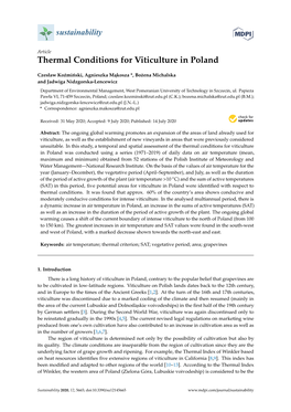 Thermal Conditions for Viticulture in Poland
