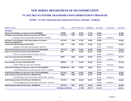 NJ FY13 Obligations for Highway and Transit Projects