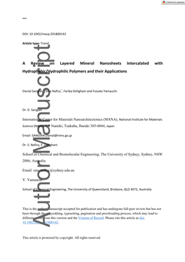 A Review on Layered Mineral Nanosheets Intercalated With