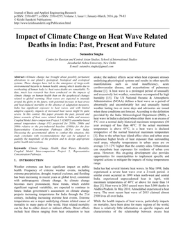 Impact of Climate Change on Heat Wave Related Deaths in India: Past, Present and Future