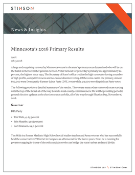 News & Insights Minnesota's 2018 Primary Results