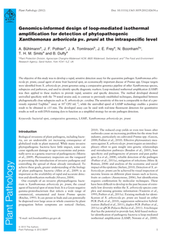 Genomics-Informed Design of Loop-Mediated Isothermal Ampliﬁcation for Detection of Phytopathogenic Xanthomonas Arboricola Pv