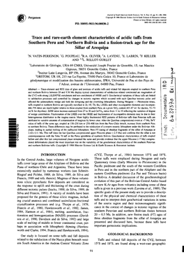 Trace and Rare-Earth Element Characteristics of Acidic Tuffs from Southern Peru and Northern Bolivia and a Fission-Track Age for the Sillar of Arequipa