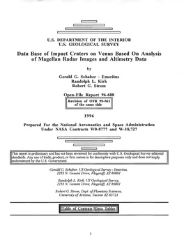 Data Base of Impact Craters on Venus Based on Analysis of Magellan Radar Images and Altimetry Data by Gerald G